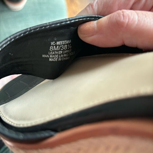 Vince Camuto Women black Platform Ankle Strap Open toe Wedge Sandals size 8 EUC! - Picture 11 of 12